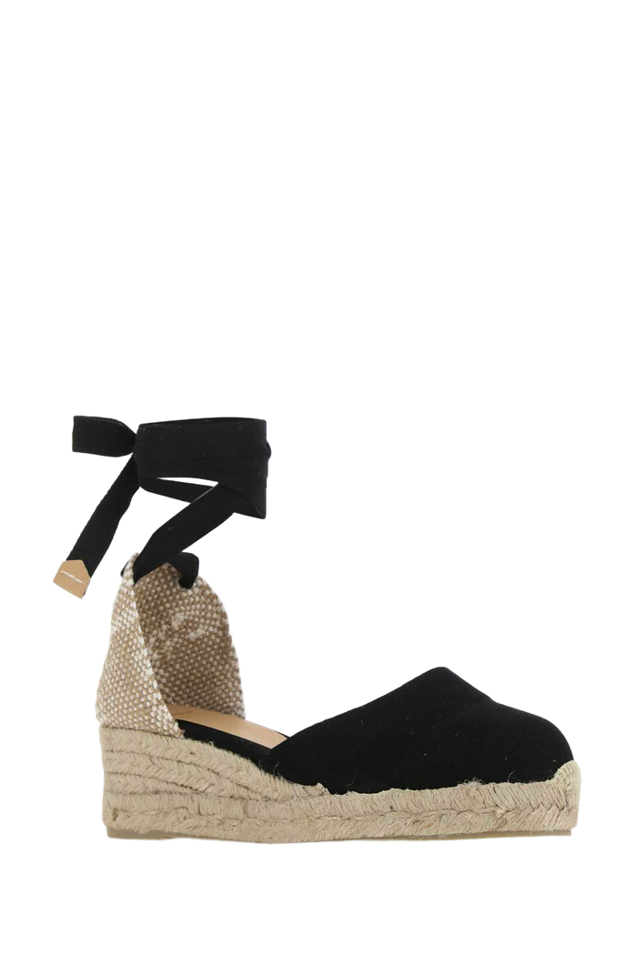 Black Canvas Carina Wedges Negro Espadrillas