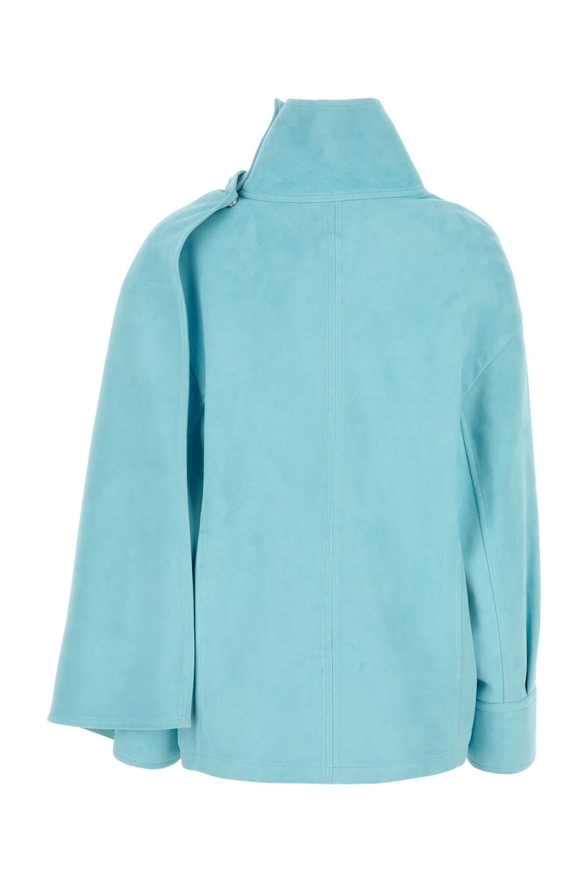 Light Blue Leather Blouse Paleblue Exterior: Lamb Maglie