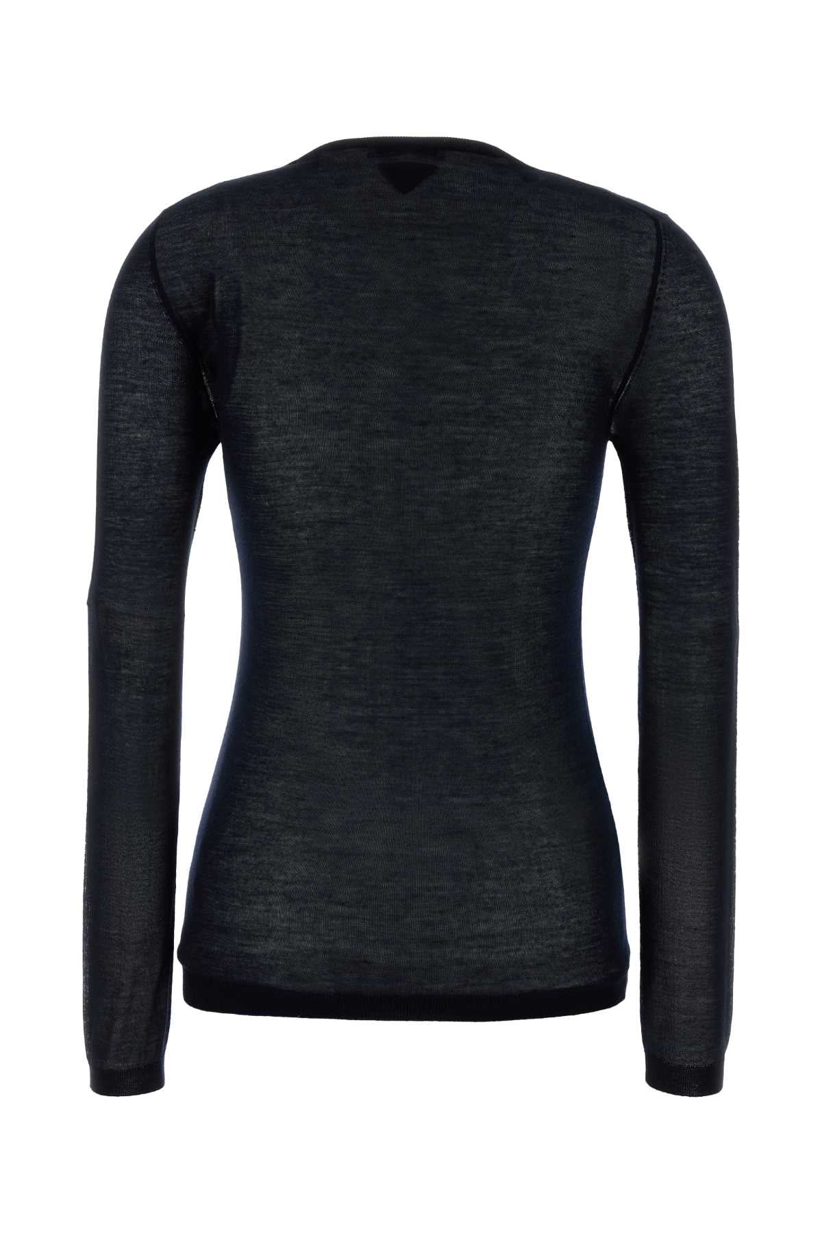 Midnight Blue Cashmere Blend Sweater Bleu Exterior: Silk Maglieria