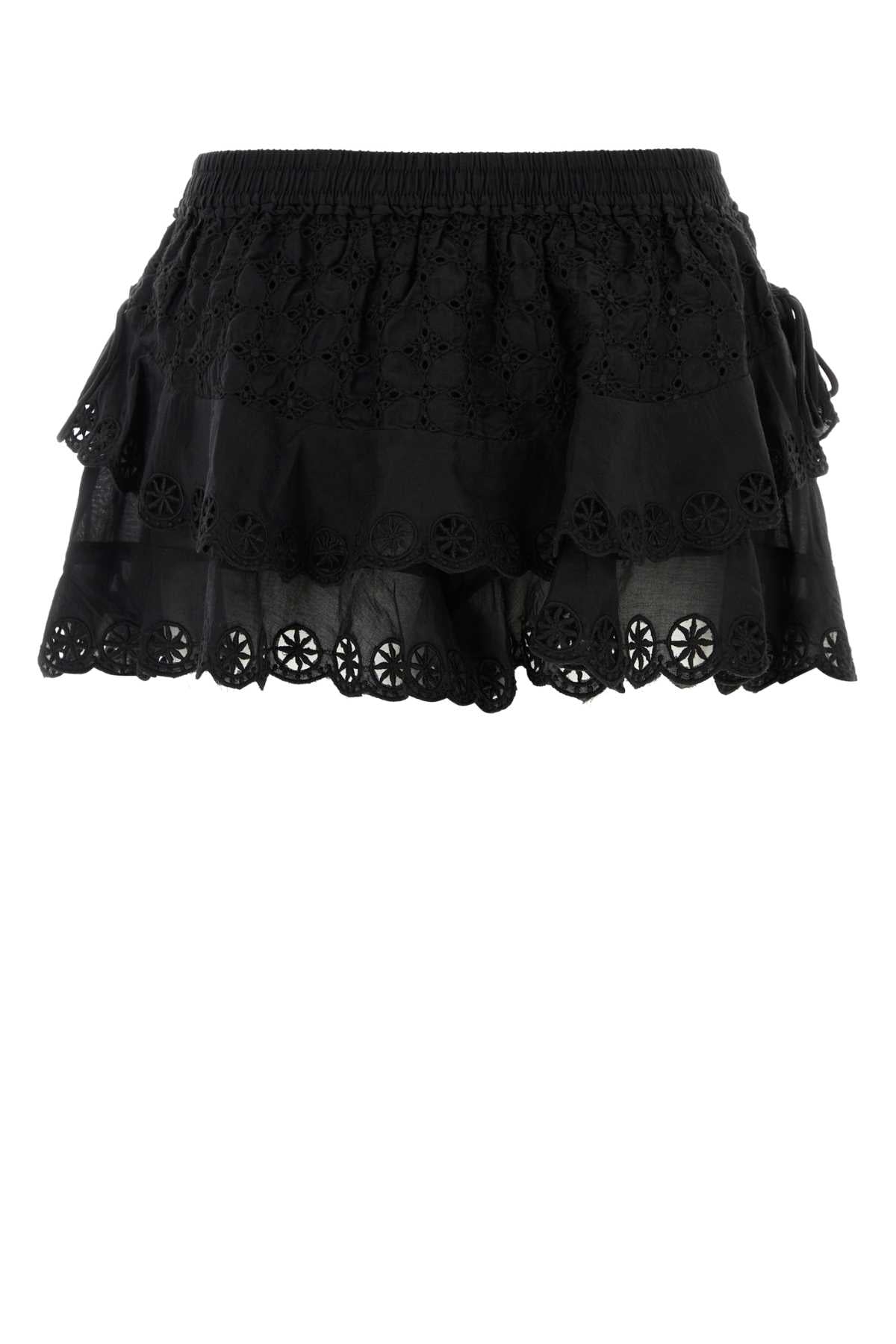 Black Broderie Anglaise Neis Shorts Exterior: Cotton Silk Gonne
