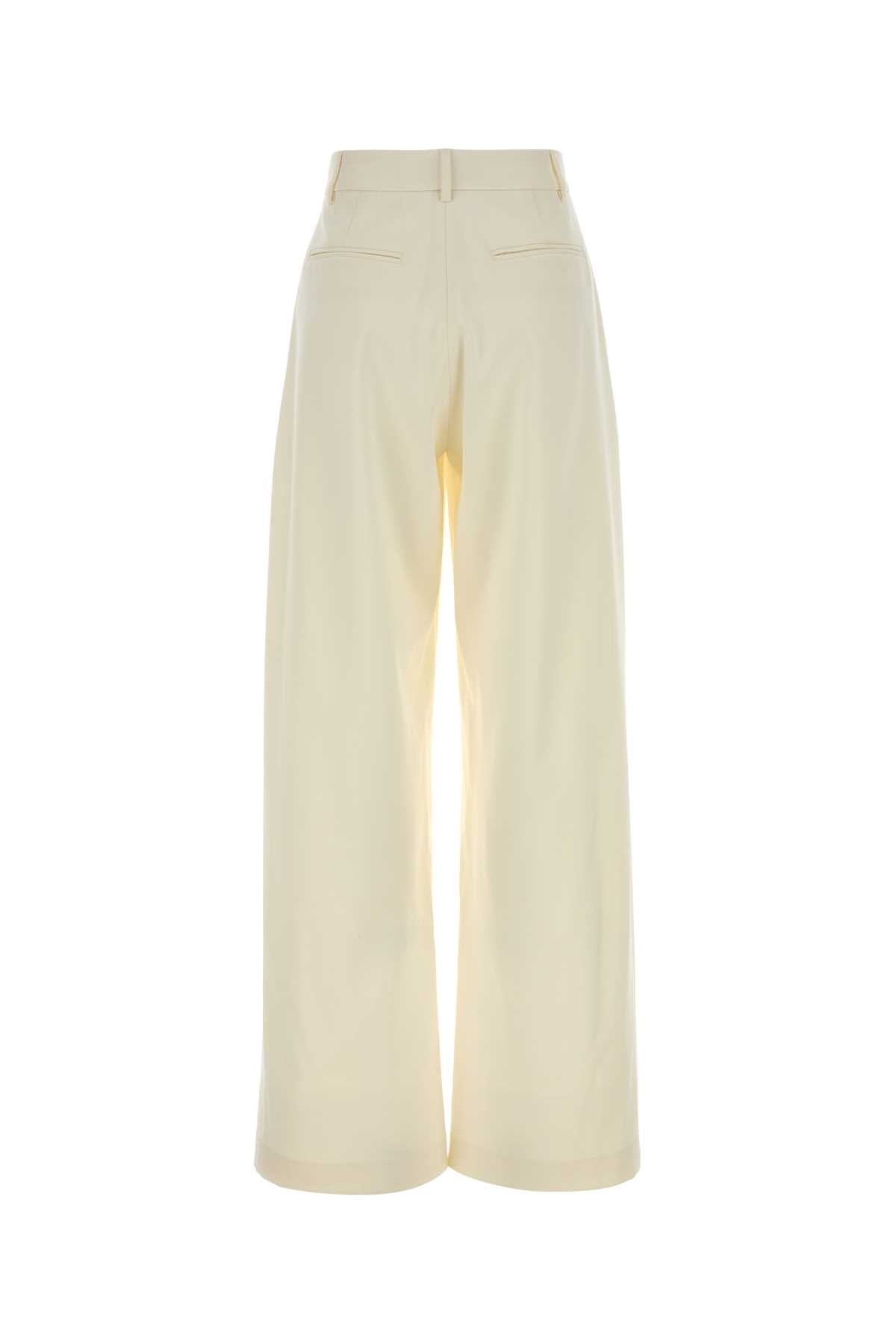 Ivory Wool Palazzo Pant White Exterior: Virgin Pantaloni