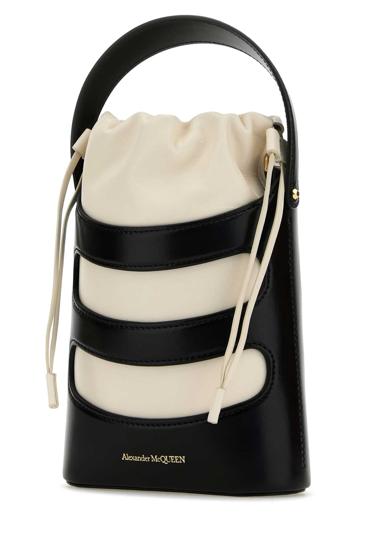 Two-Tone Leather Mini The Rise Bucket Bag Blacksoftivory Borse A Secchiello