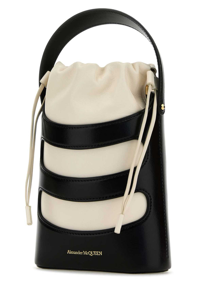 Two-Tone Leather Mini The Rise Bucket Bag Blacksoftivory Borse A Secchiello