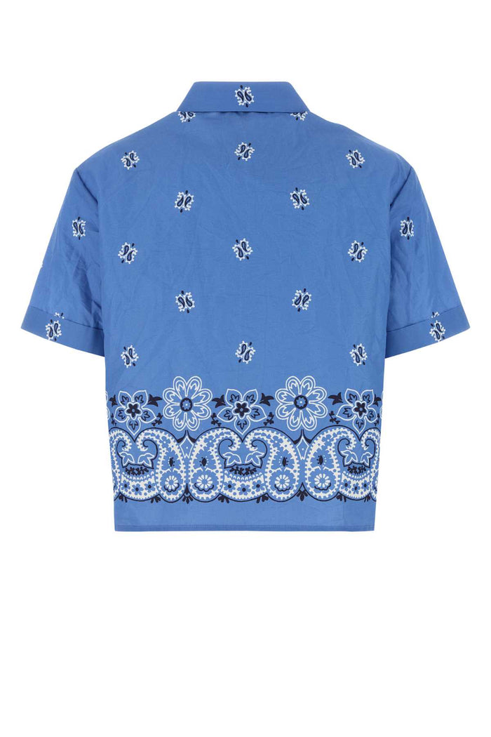 Printed Poplin Shirt Azzurrobianco Coli-trochusniloticus Camicie