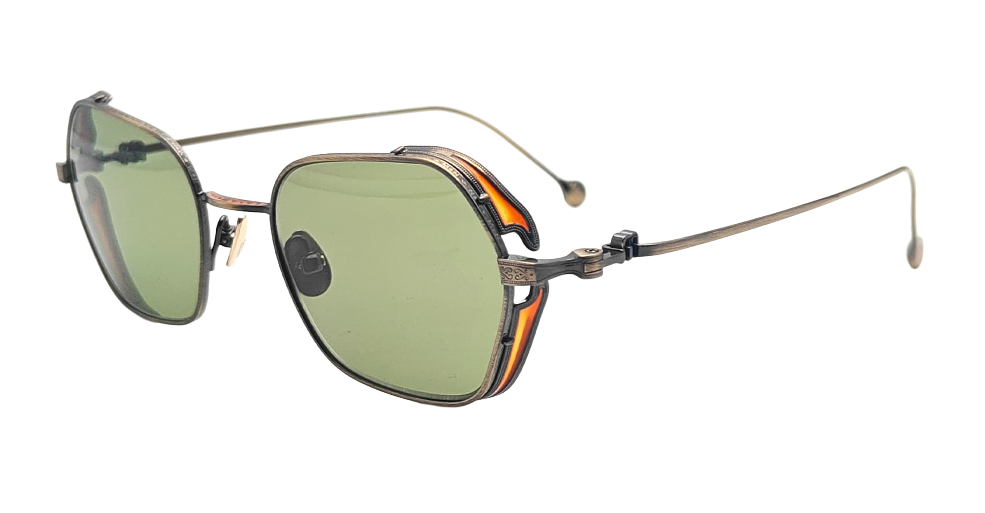 M3153 - Antique Gold Sage Green Titanium Sunglasses