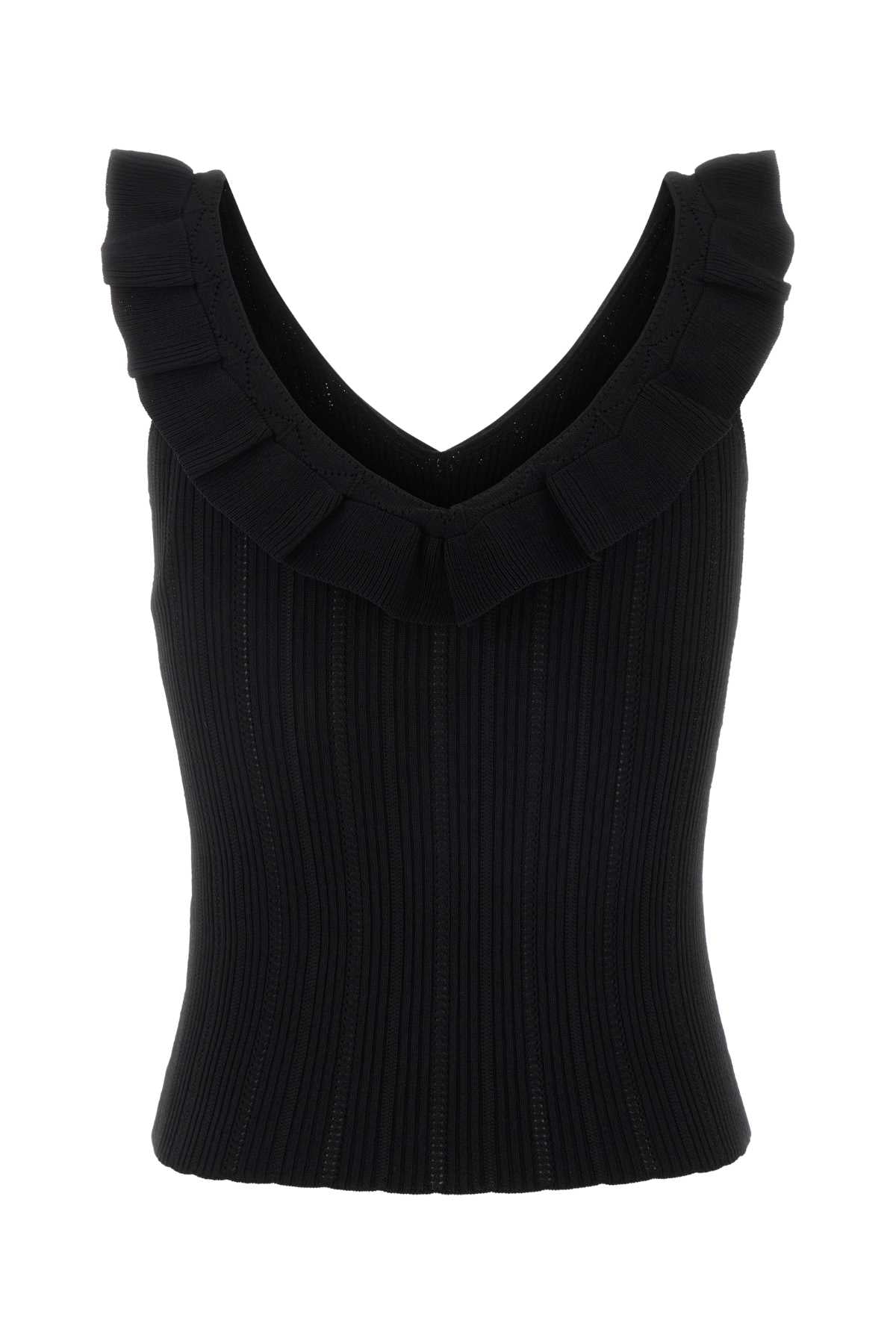 Black Viscose Blend Tank Top Nero Exterior: Nylon Maglie