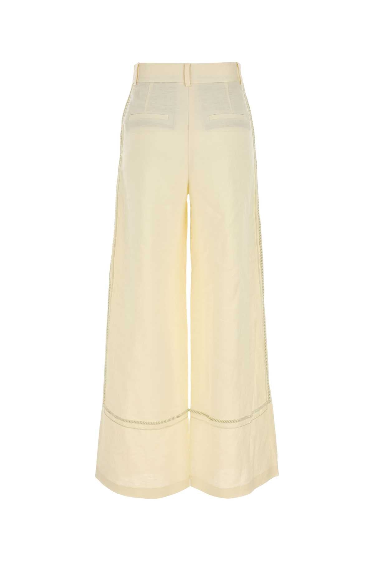 Cream Linen Blend Fortuna Wide-Leg Pant Lemon Exterior: Viscose Pantaloni