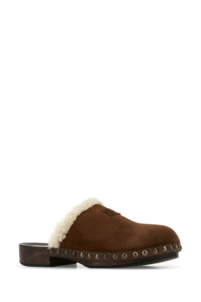 Brown Suede Clogs Cacao Scarpe Con Tacco