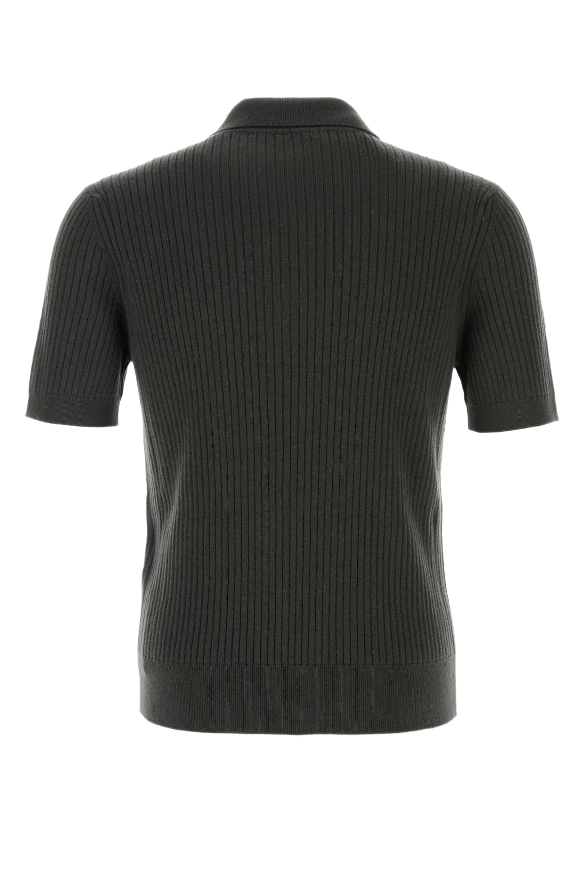 Dark Grey Wool Blend Polo Shirt Militarygreengreen Exterior: Cashmere