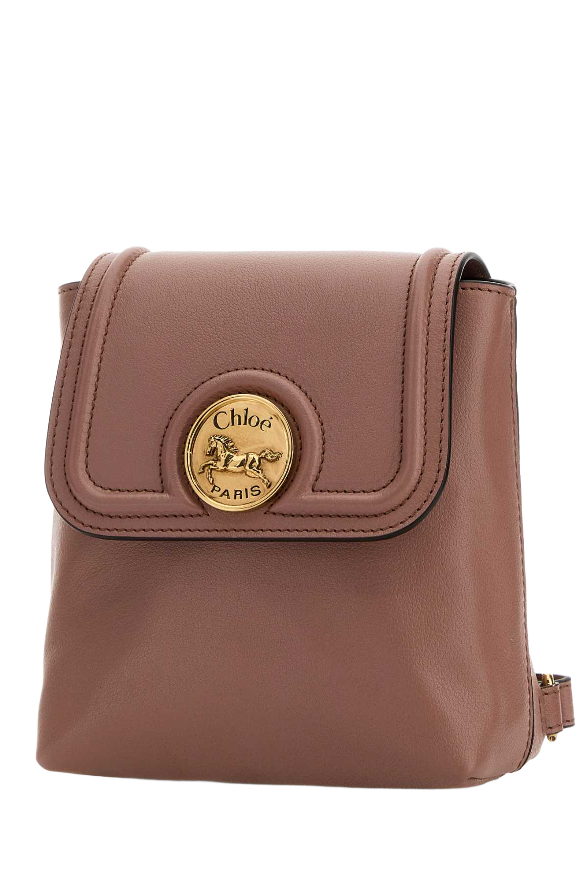 Antiqued Pink Leather Horse Medal Backpack Nougat Zaini