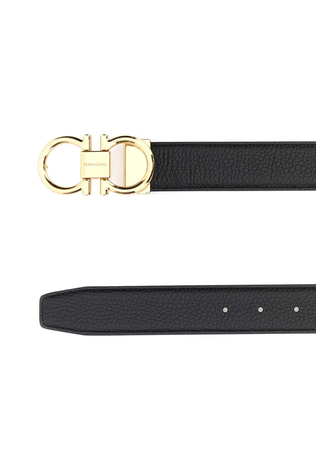 Black Leather Reversible Belt Nercocbro Cinture