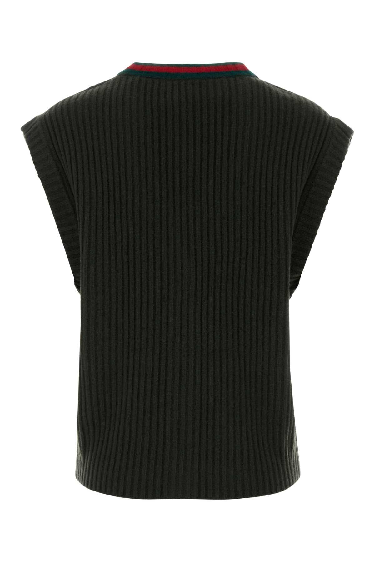 Bottle Green Wool Vest Exterior: Maglieria