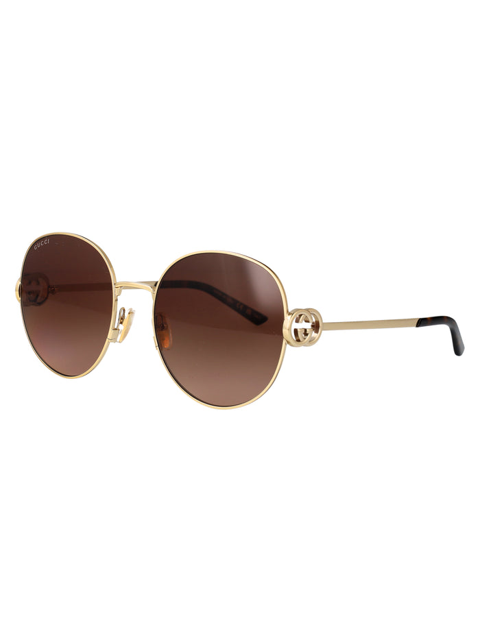 Gg2047s Gold-gold-brown Metal Sunglasses