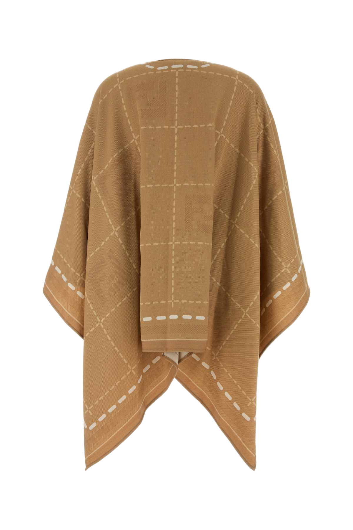 Embroidered Wool Cape Cammello Exterior: Virgin Cappotti