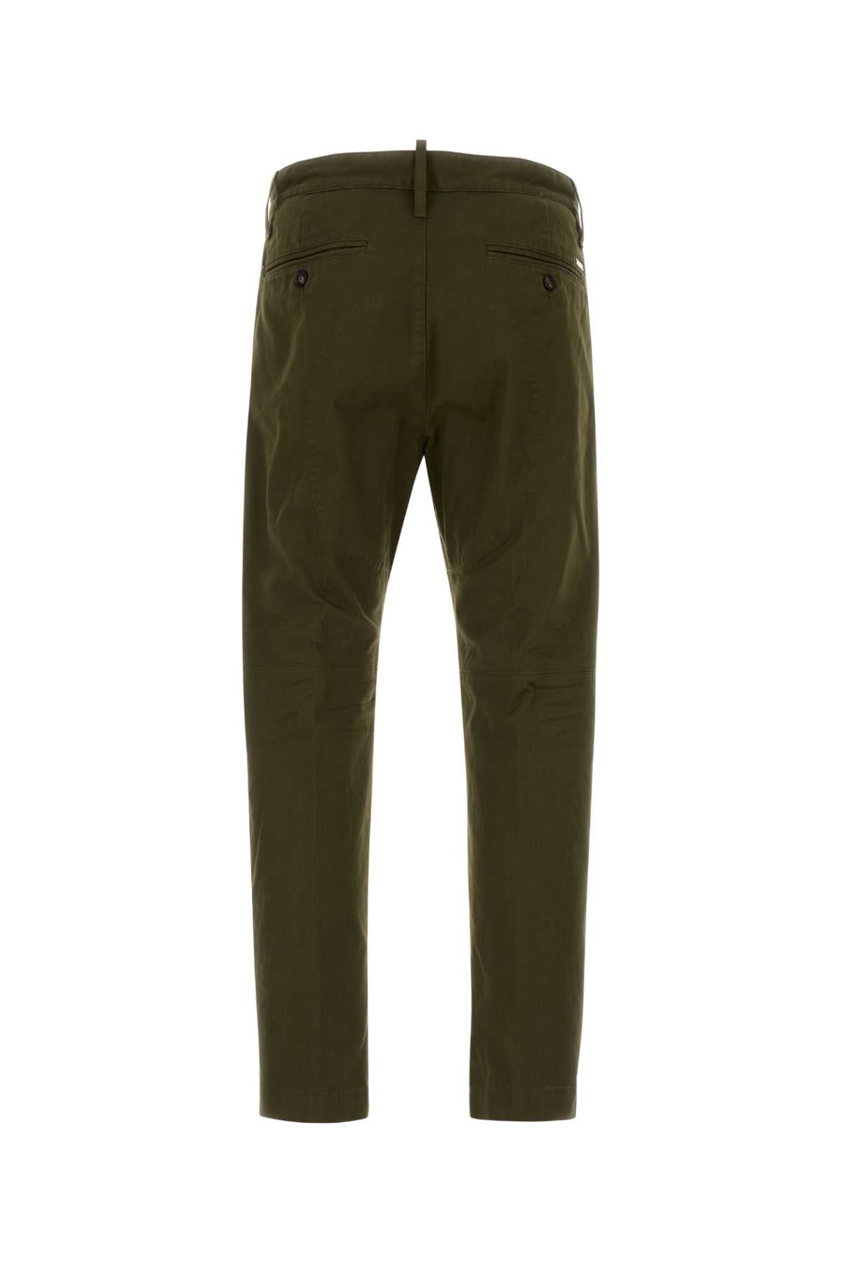 Olive Green Stretch Cotton Chino Pant Palmagreen Exterior: Elastane Pantaloni
