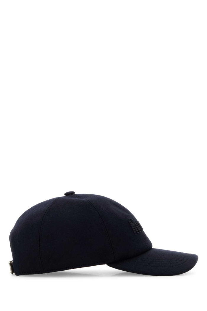 Navy Blue Wool Baseball Cap Darkblu Cappelli