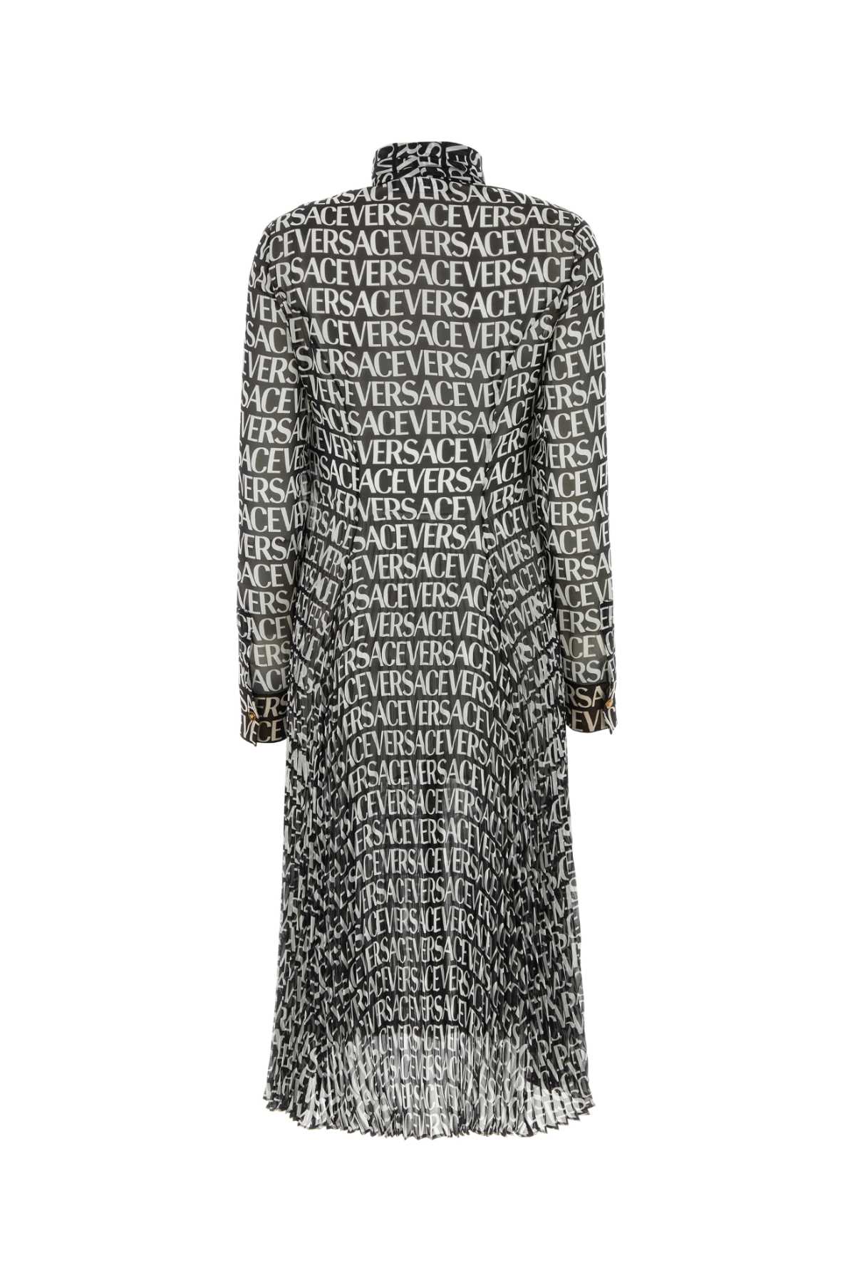 Printed Crepe Shirt Dress Nerobianco Exterior: Silk Abiti