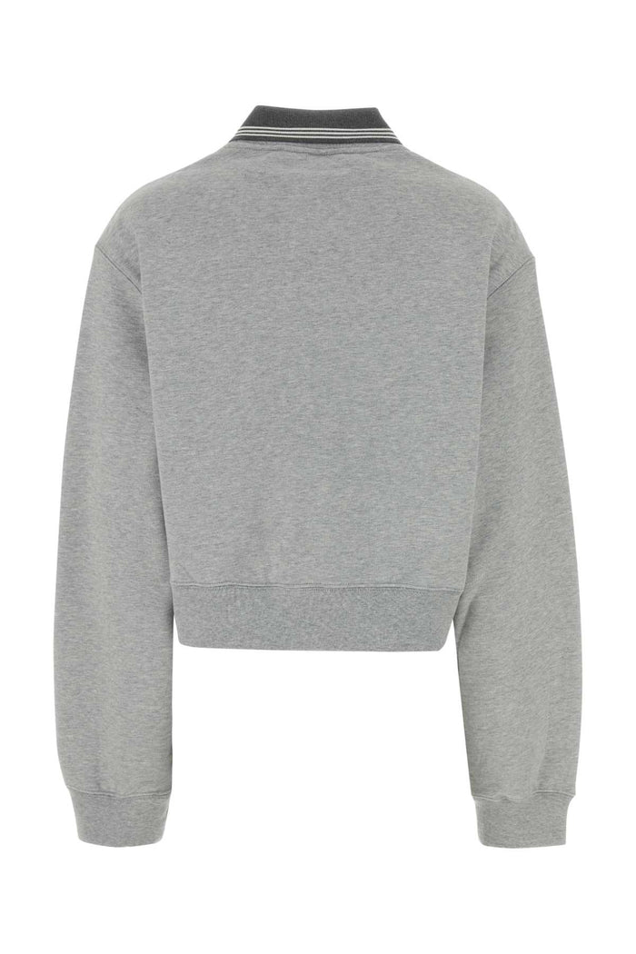 Melange Grey Cotton Oversize Sweatshirt Grigio Exterior: Felpe