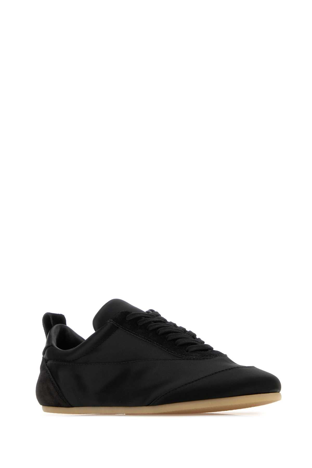 Black Satin And Suede Sneakers