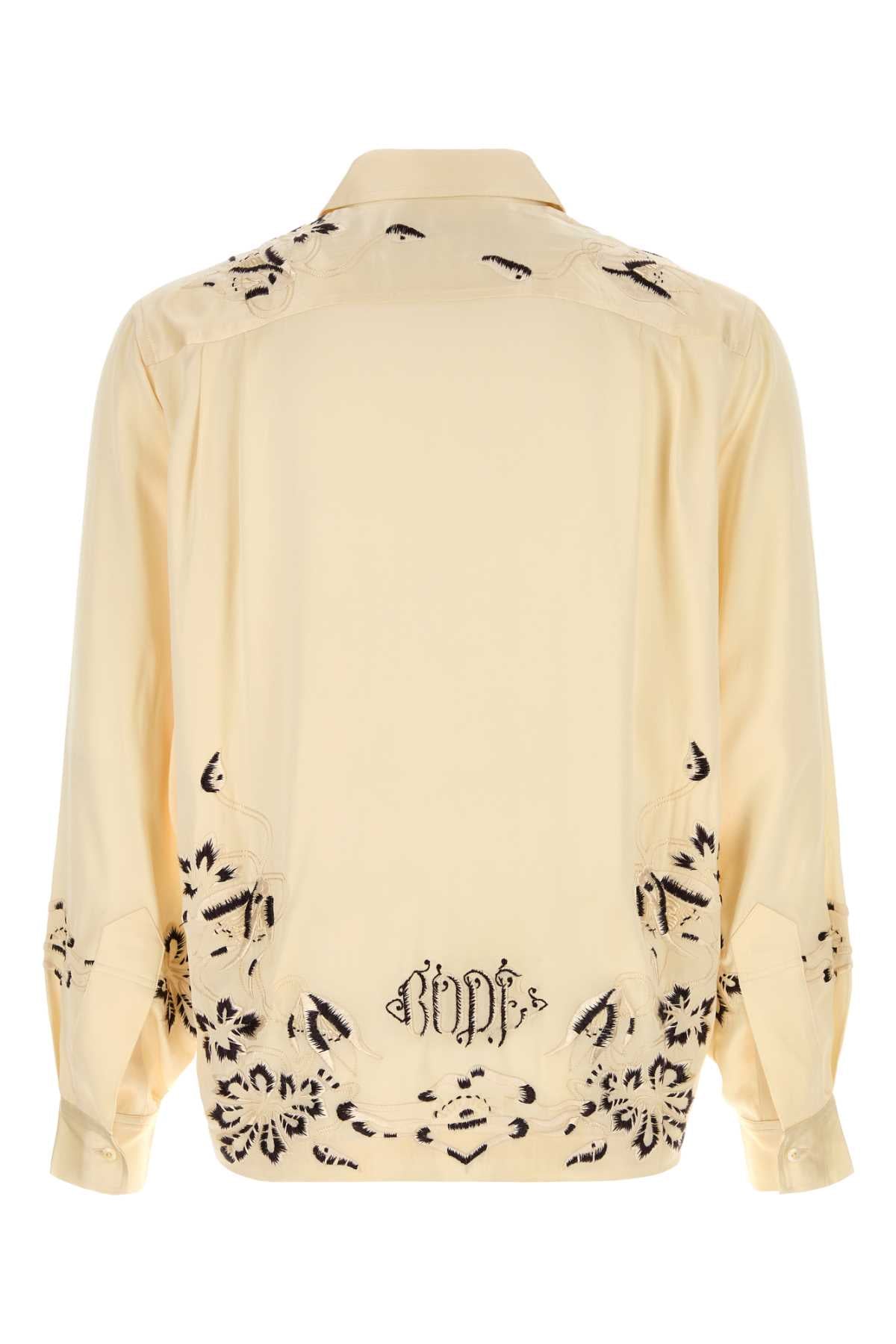 Cream Satin Phantasm Shirt Ecru Exterior: Silk Camicie