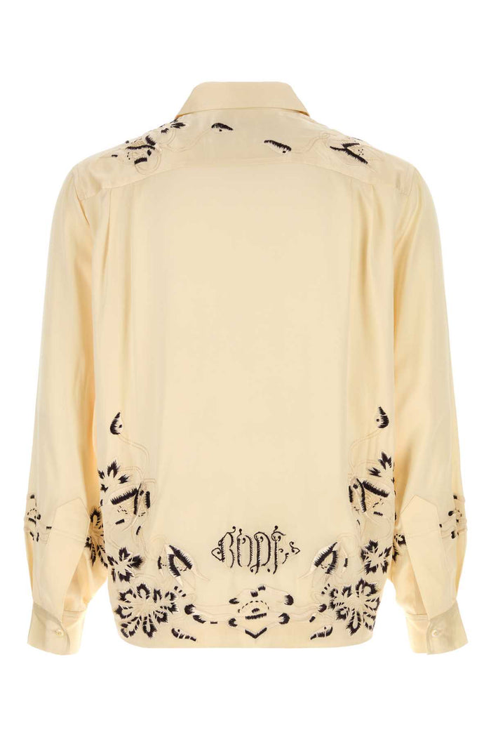 Cream Satin Phantasm Shirt Ecru Exterior: Silk Camicie