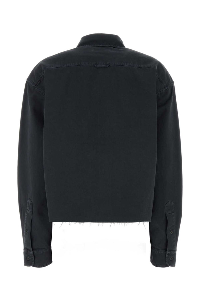 Dark Grey Denim Shirt Fumo Exterior: Cotton Camicie