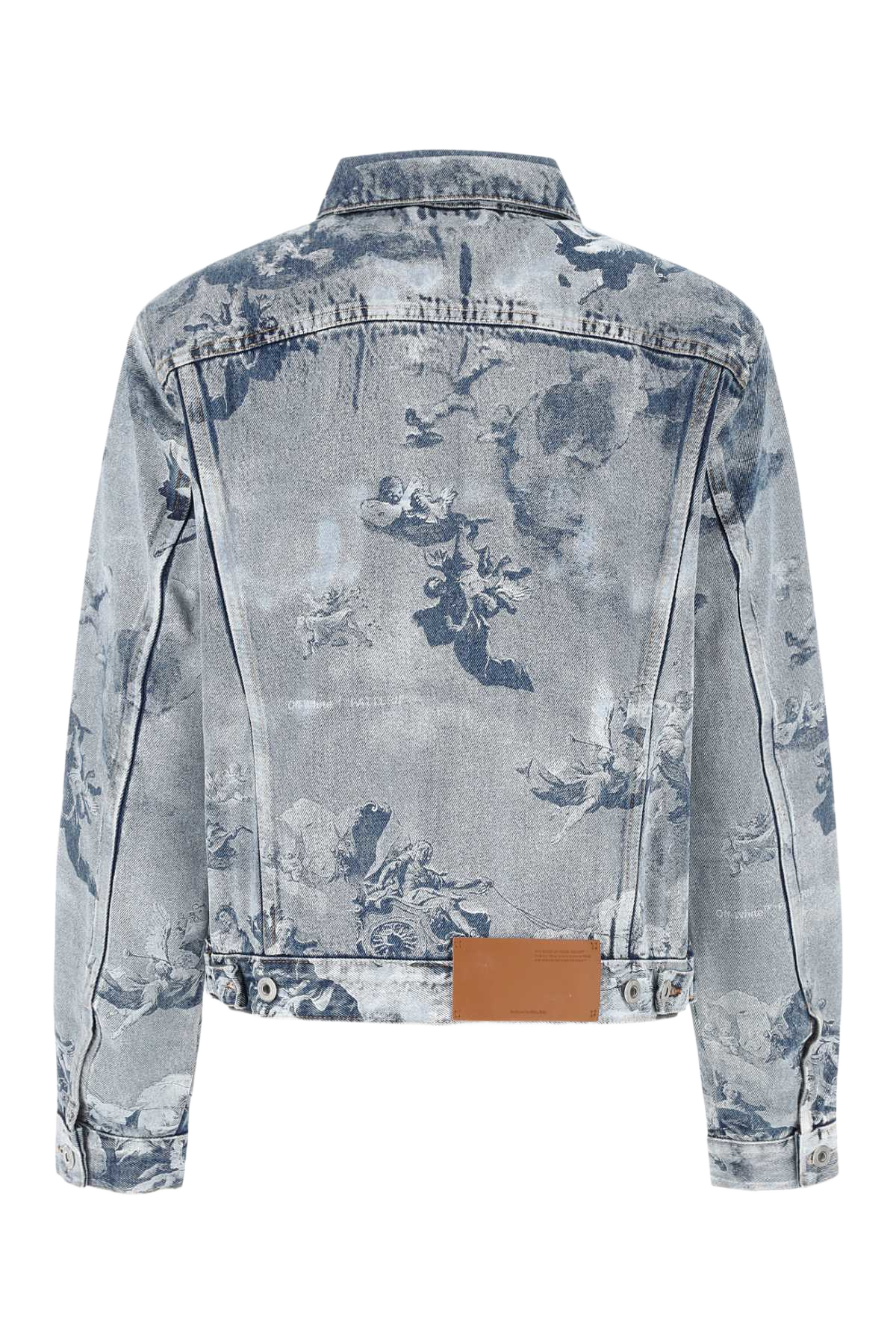 Printed Denim Jacket Lightblue Exterior: Cotton Giubbini
