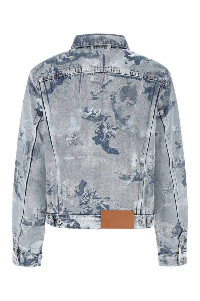 Printed Denim Jacket Lightblue Exterior: Cotton Giubbini