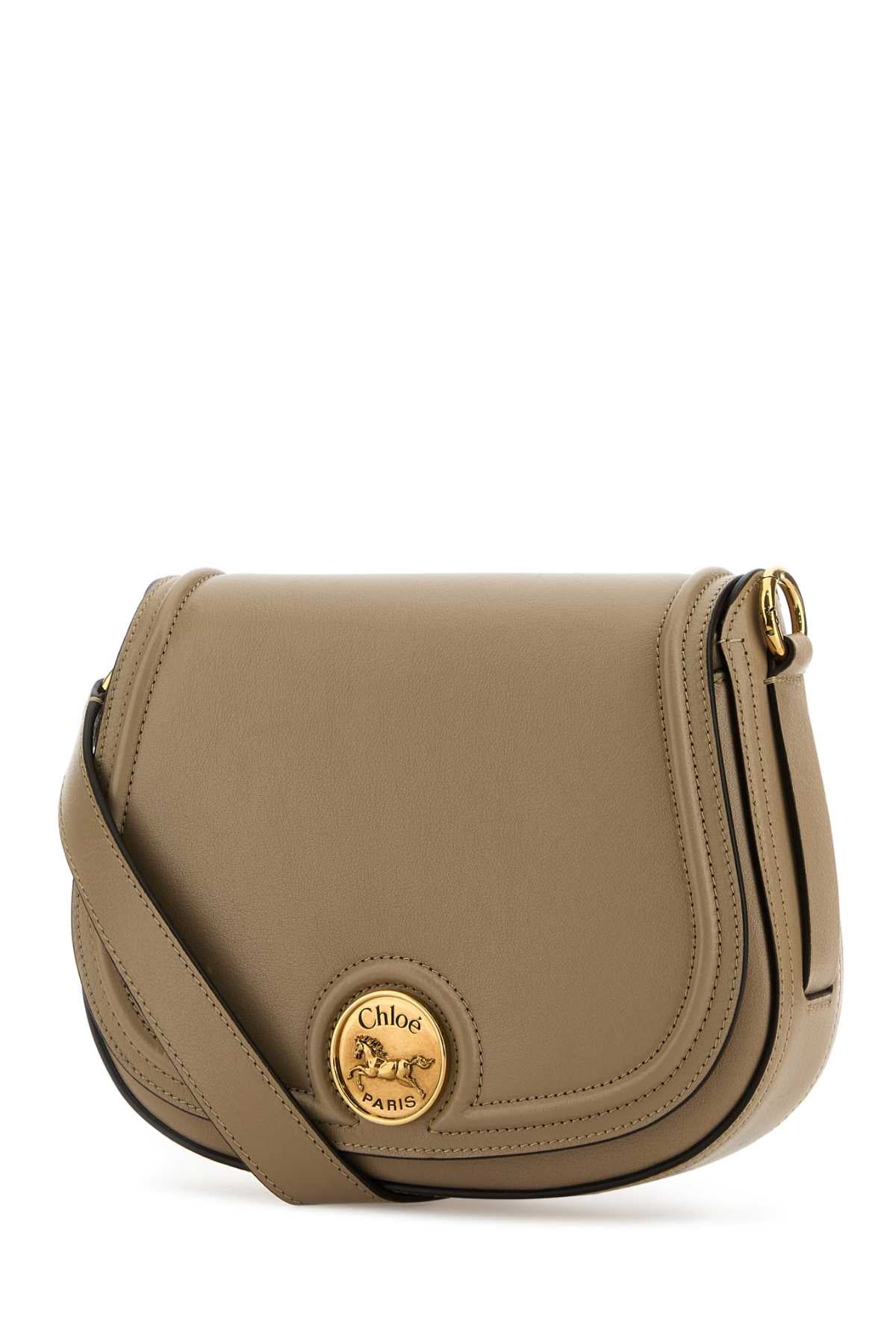 Cappuccino Leather Horse Medal Crossbody Bag Brown Borse A Tracolla