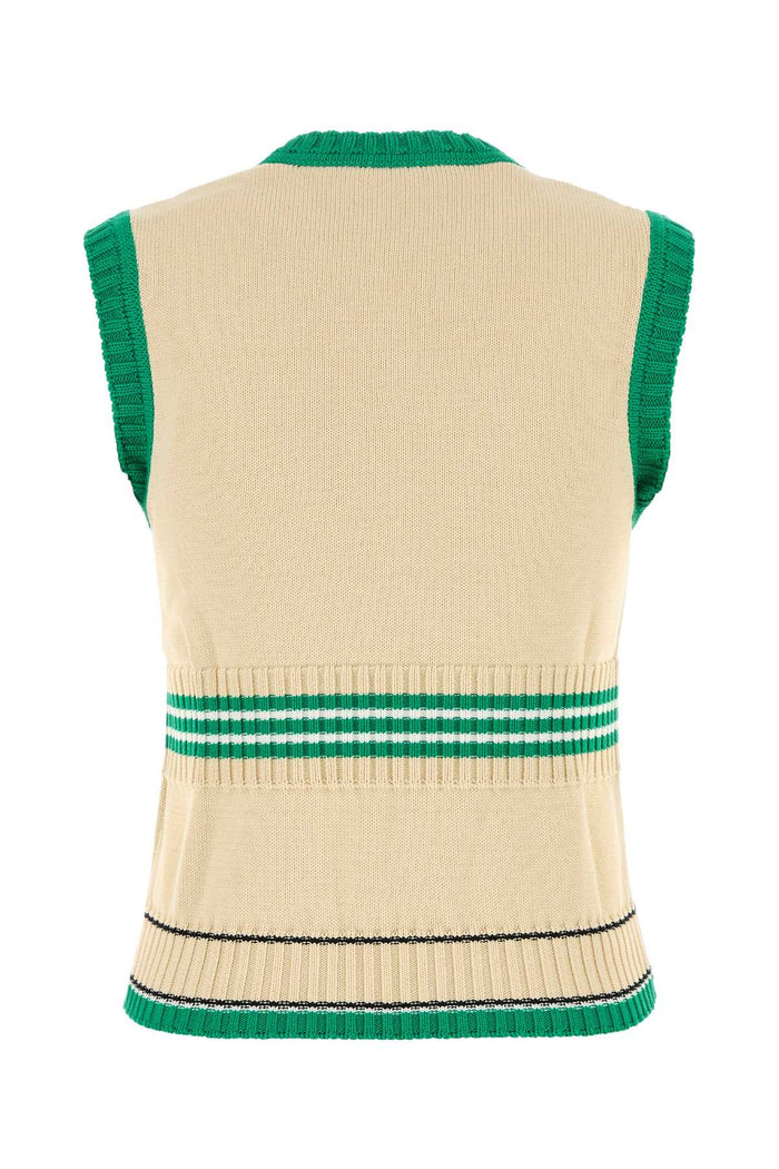 Cream Cotton Vest Betullaemerald Exterior: Maglieria