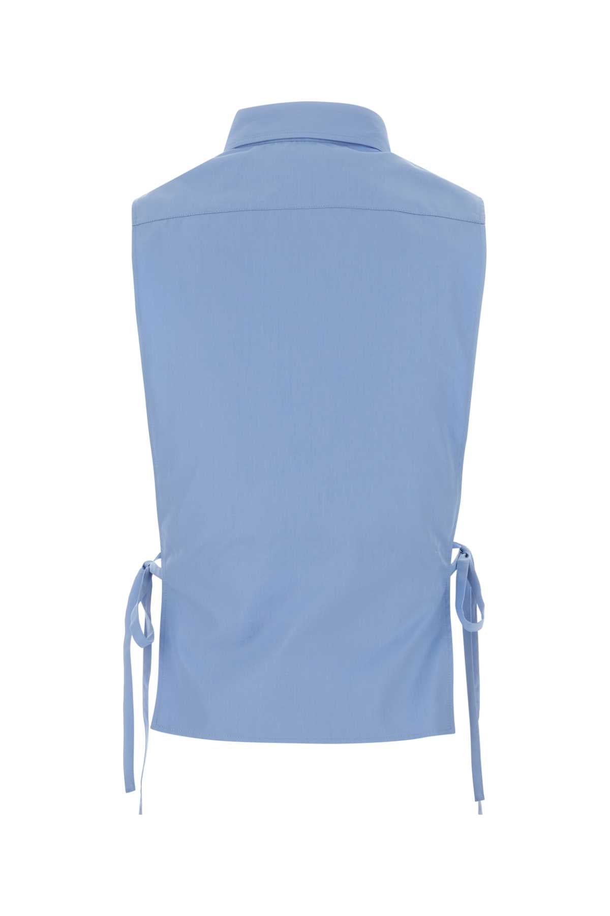 Cerulean Blue Poplin Shirt Celeste Exterior: Cotton Camicie