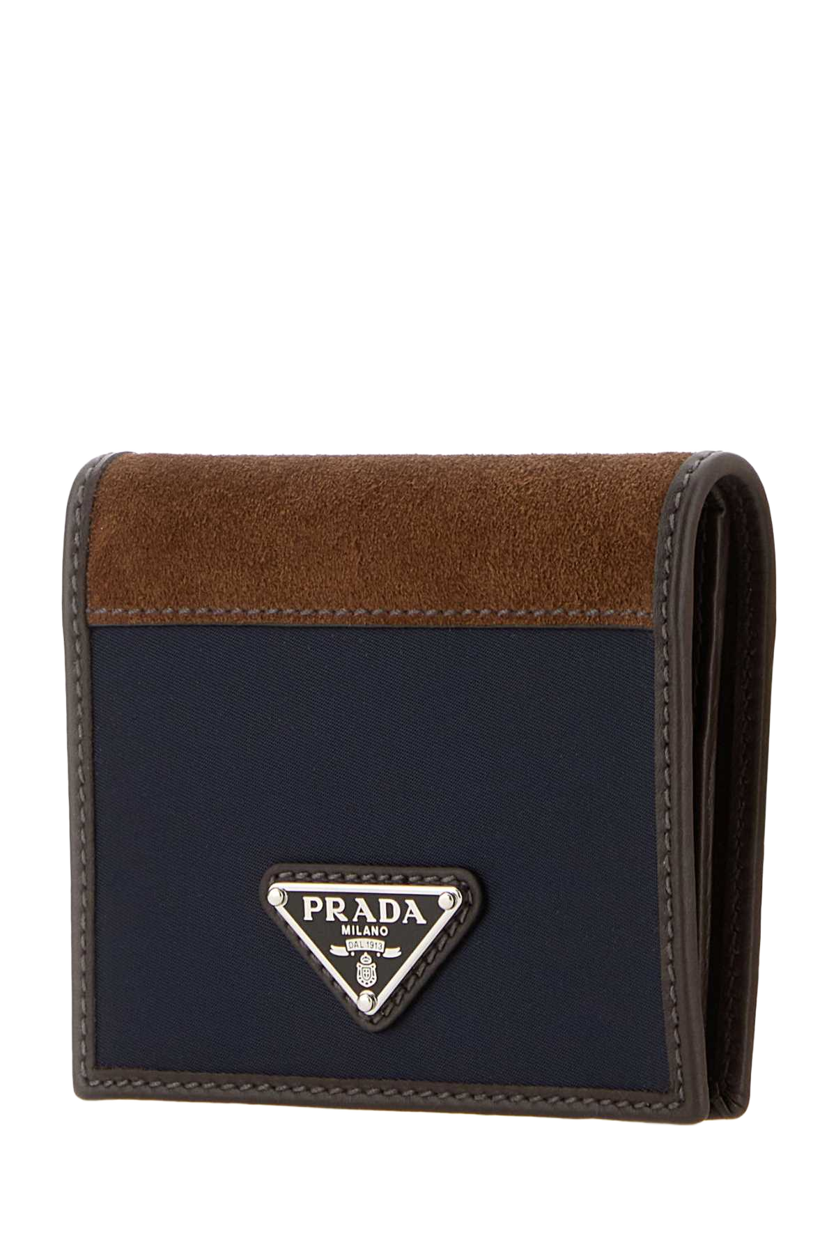 Two-Tone Fabric And Suede Wallet Blucaffe' Poliammidericiclata-vitello Portafogli