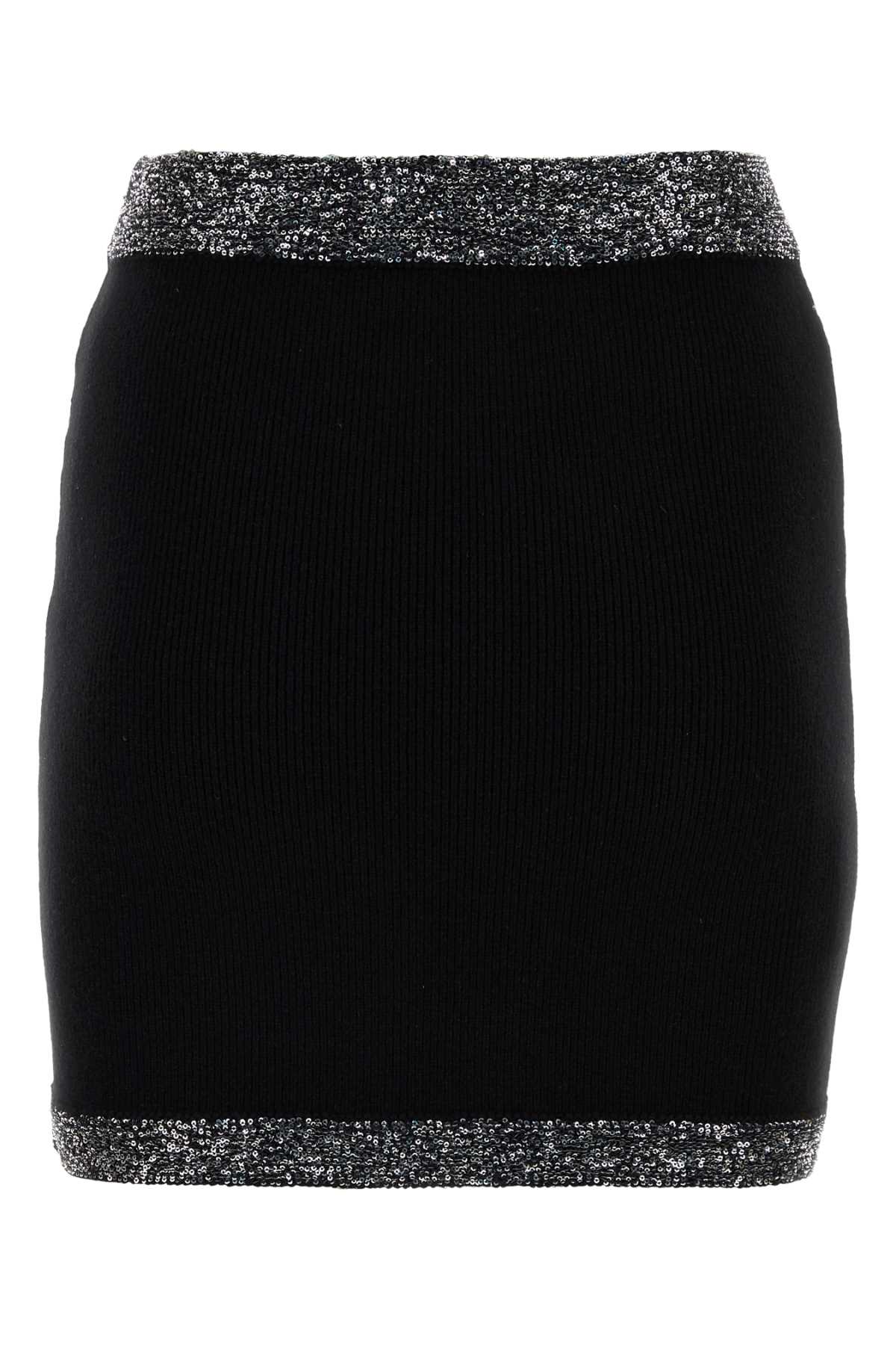 Black Stretch Cashmere Blend Mini Skirt Neronero Ea Pa Ws-poliestere Gonne