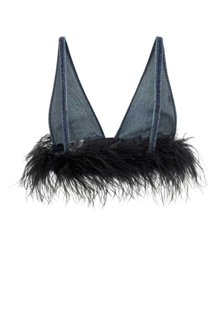 Denim Crop Top Blunero Exterior: Cotton Maglie