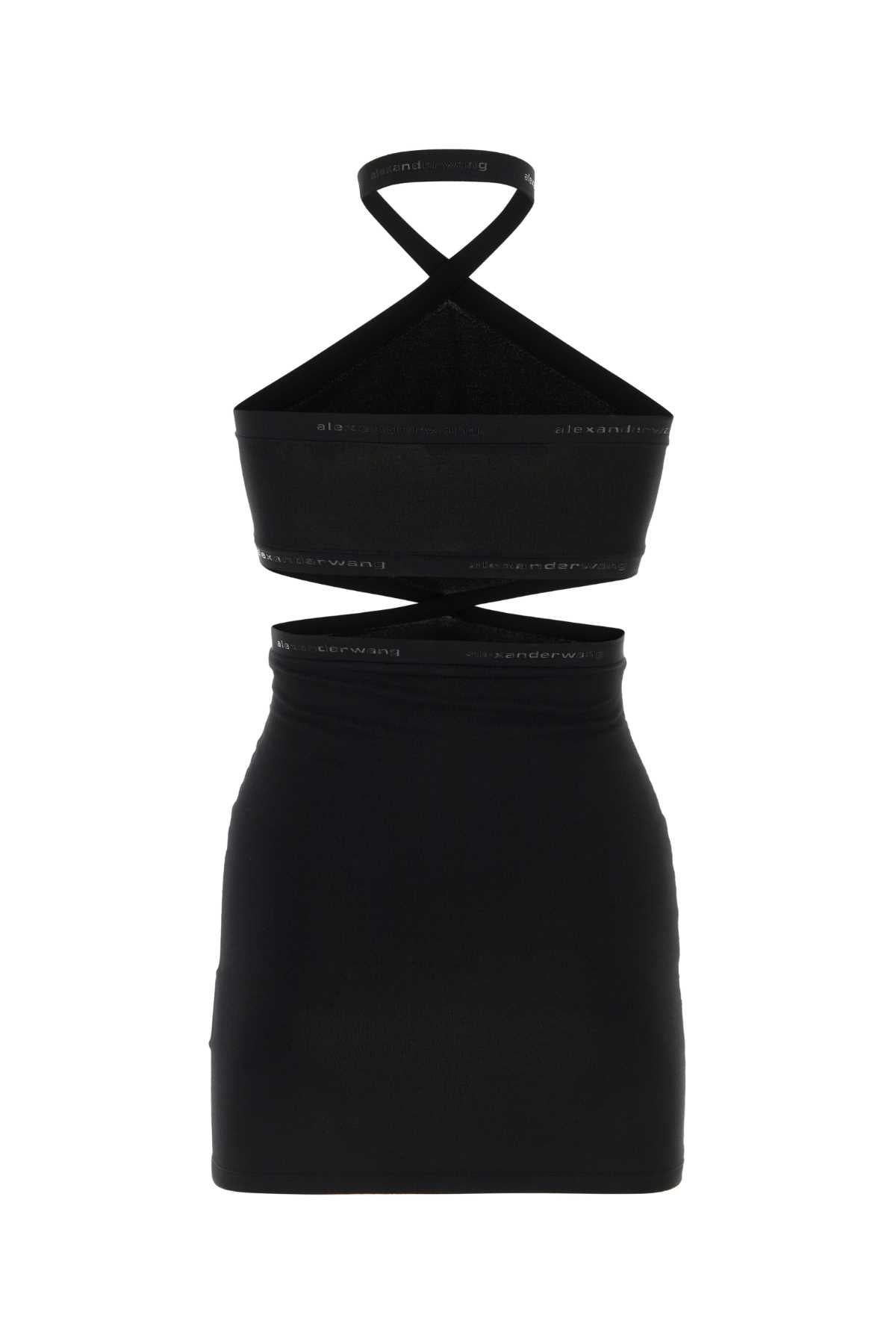 Black Viscose Knit Mini Dress 001 Abiti