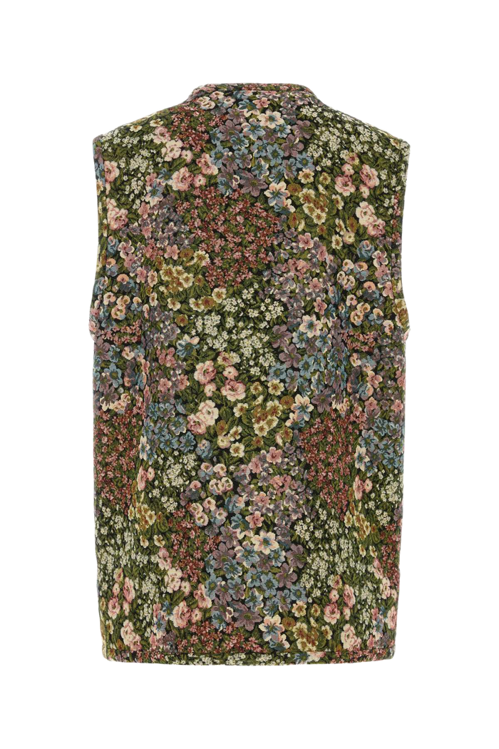 Embroidered Jacquard Vest Neromulticolor Polyester Cotton Giacche E Gilet
