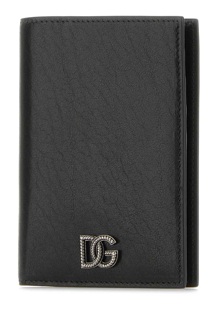 Black Leather Passport Holder Nero Vitello Portafogli