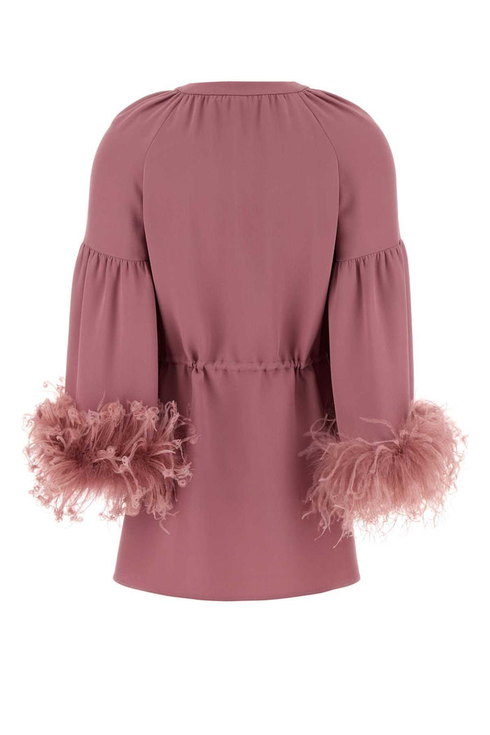 Antiqued Pink Crepe Couture Blouse Sandyrose Maglie