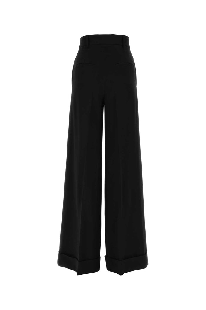 Black Crepe Wide-Leg Pant 0555 Exterior: Viscose Elastane Pantaloni