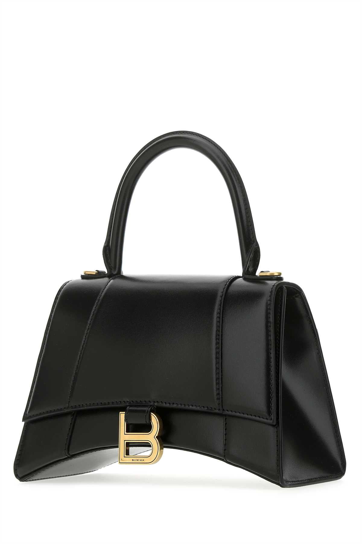 Black Leather Small Hourglass Handbag 1000 T Domesticated Calf Le Borse A Mano