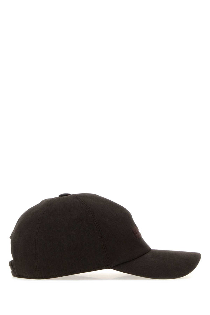 Dark Brown Linen Baseball Cap Br1 Cappelli
