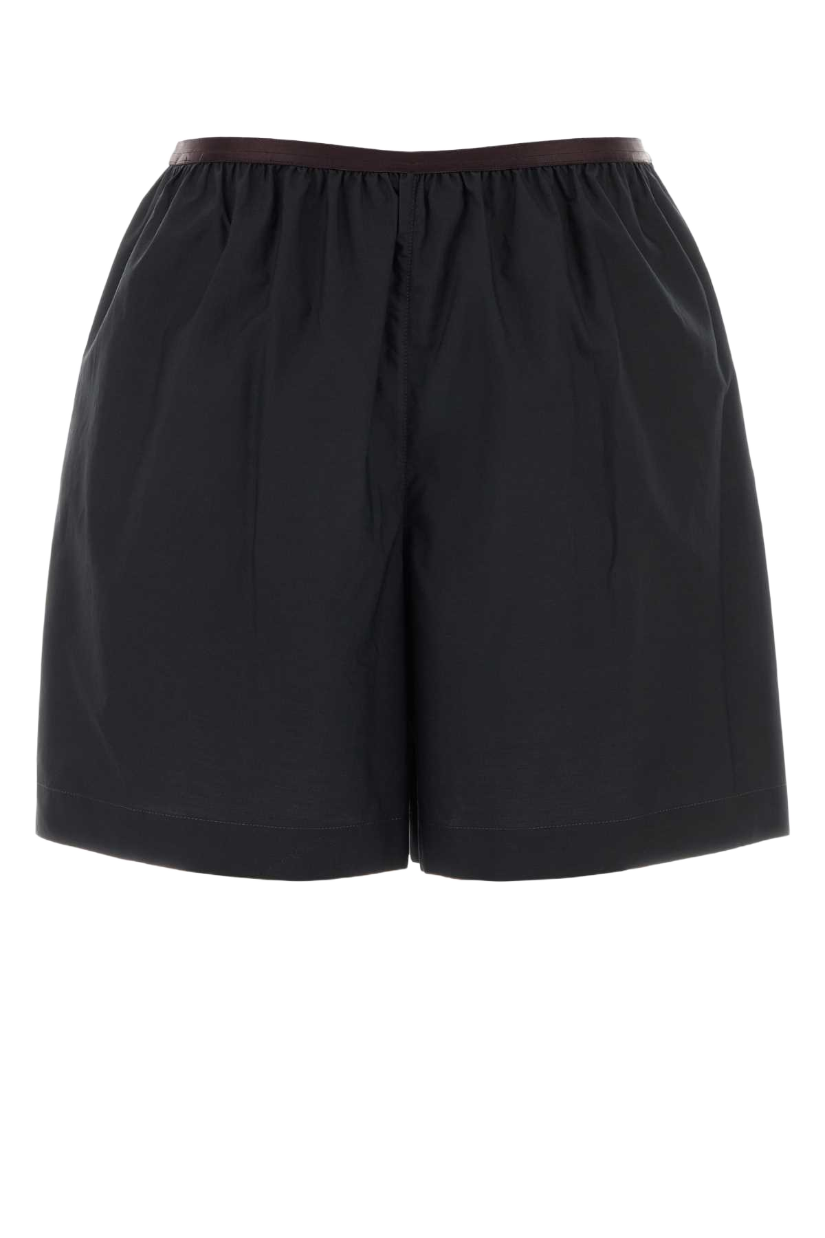Black Cotton Blend Shorts Squidink Exterior: Silk