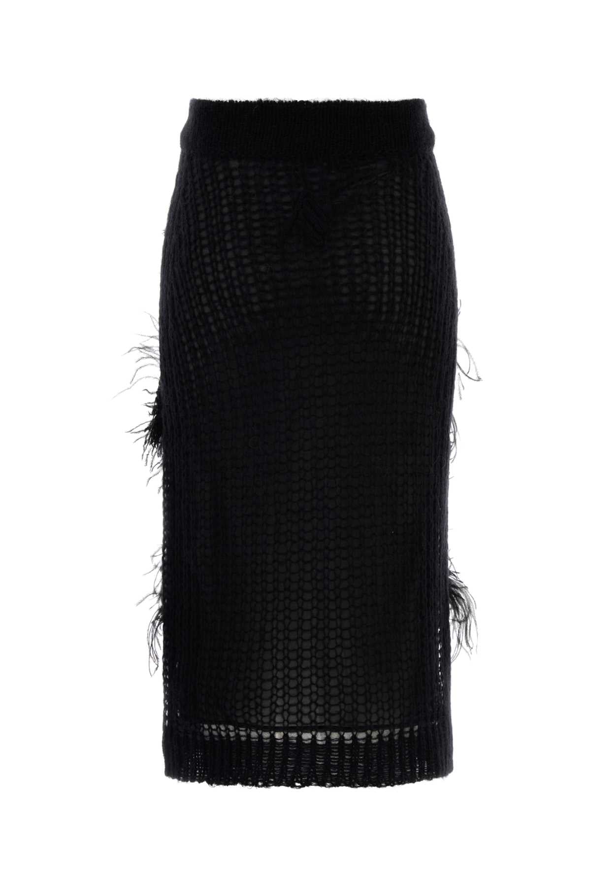 Black Stretch Crochet Skirt Gonne