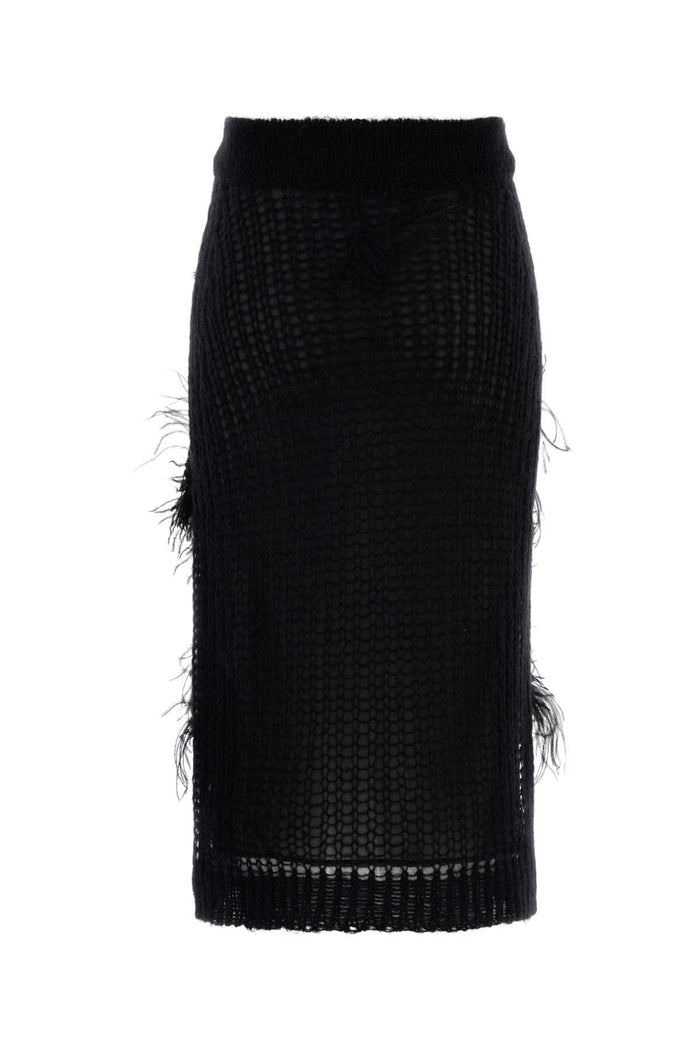 Black Stretch Crochet Skirt Gonne