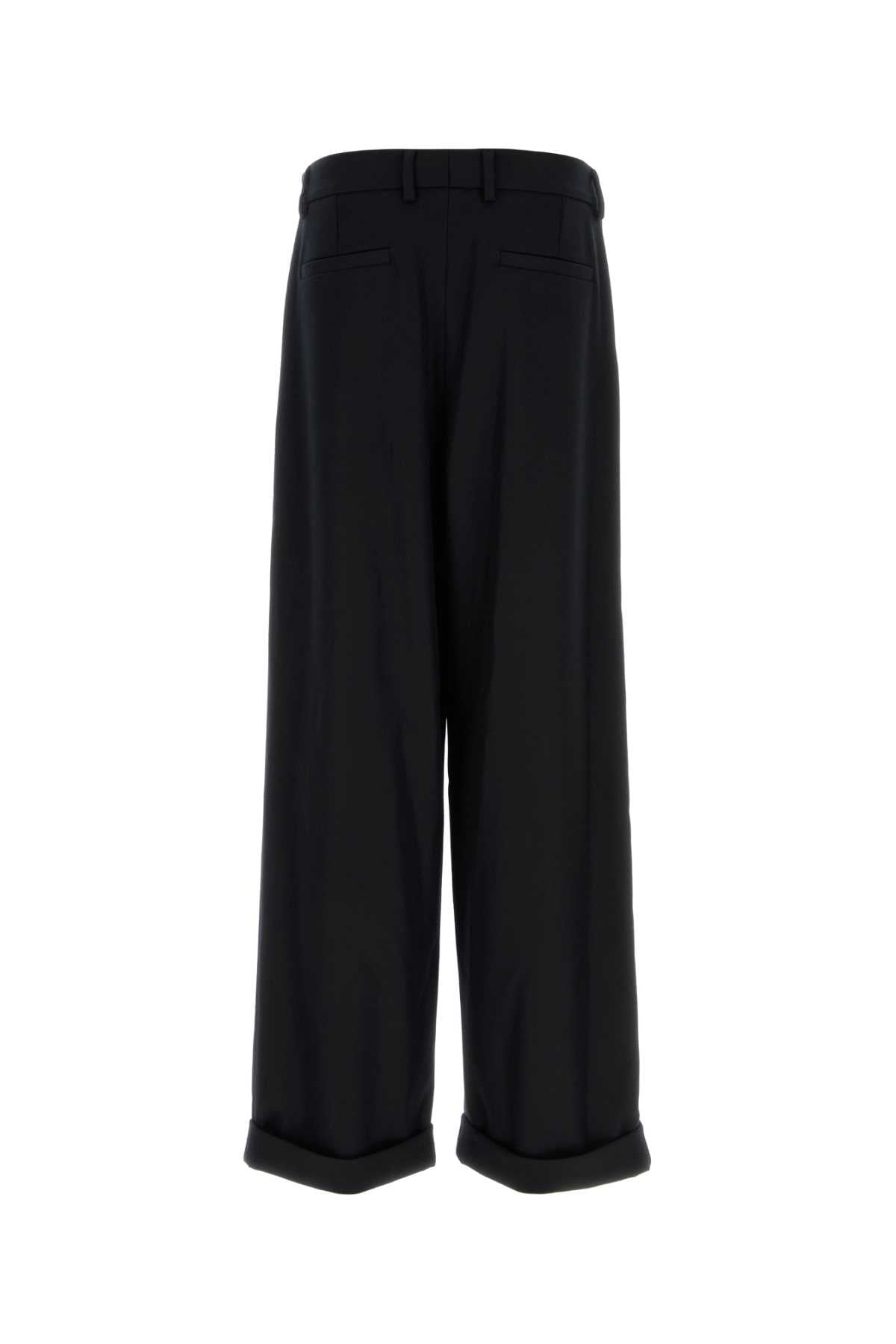 Black Wool Wide-Leg Pant Nero Exterior: Virgin Pantaloni