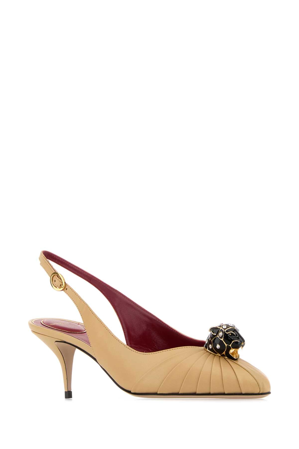 Beige Leather Panthea Pumps Deserto Scarpe Con Tacco