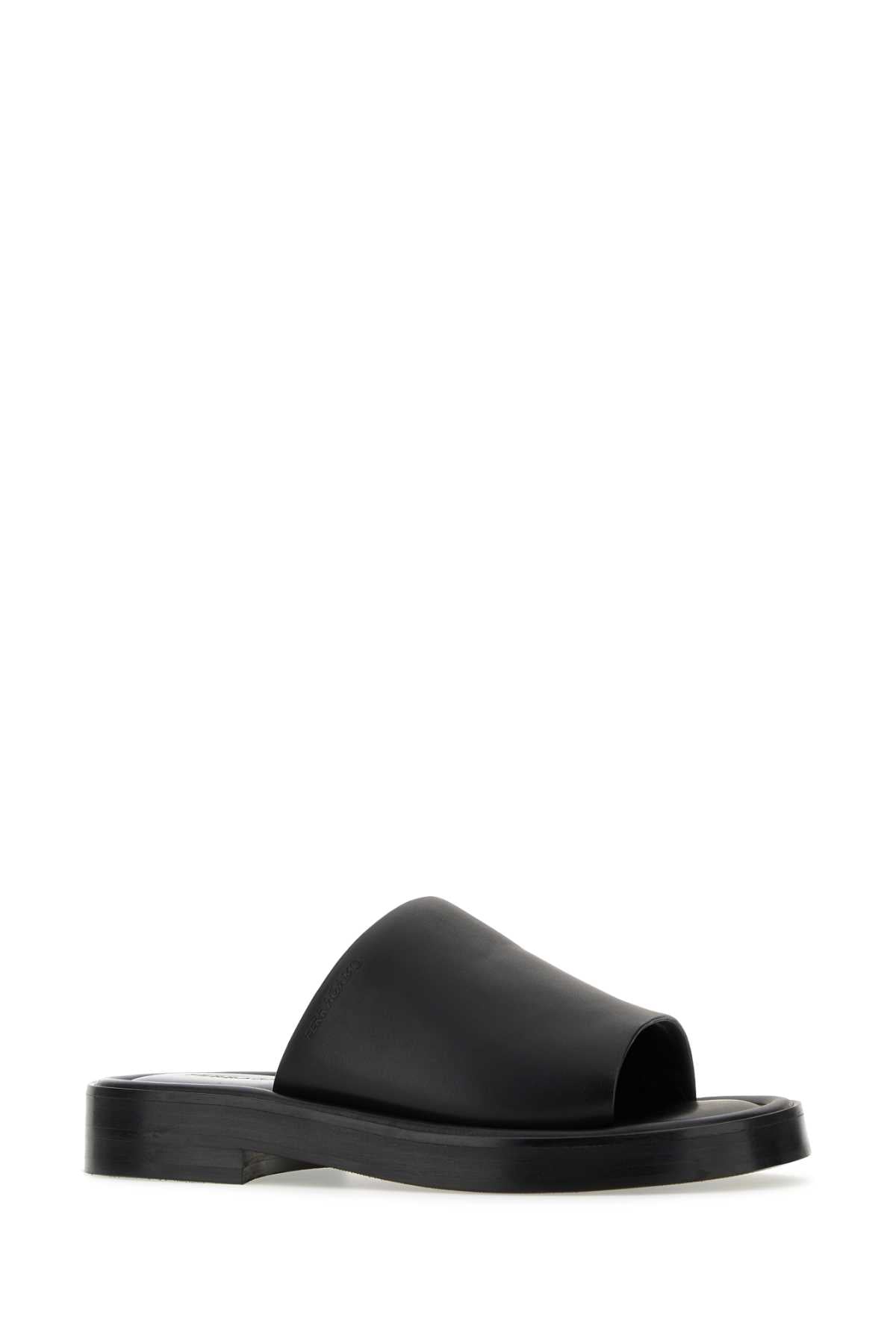 Black Nappa Leather Slippers Nero