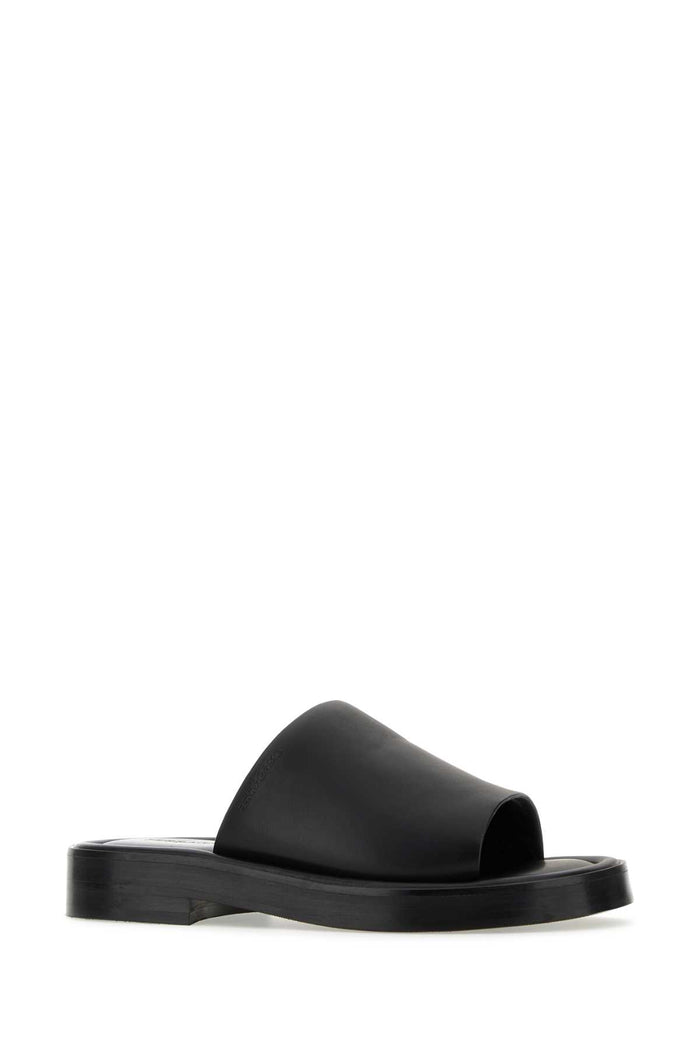 Black Nappa Leather Slippers Nero