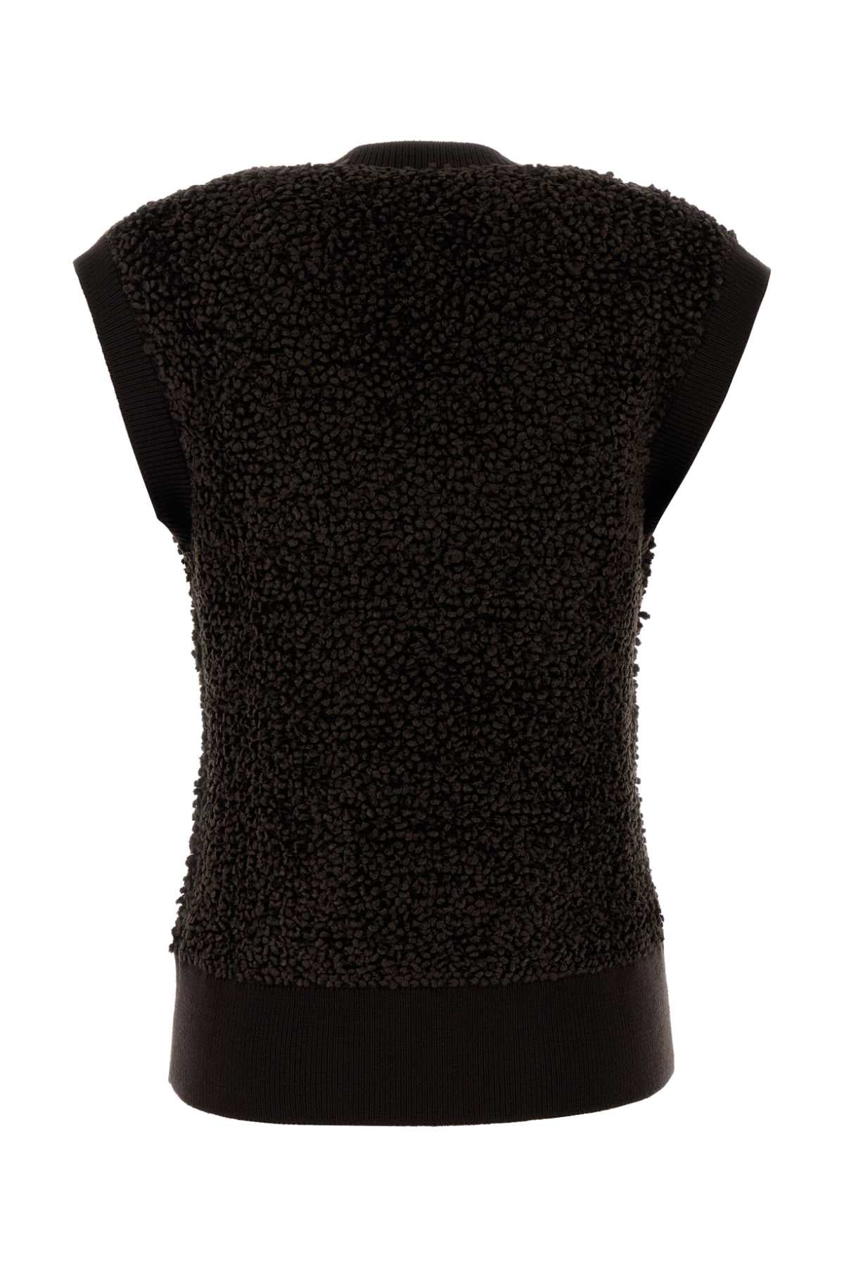 Dark Brown Boucle Vest Darkexpresso Maglieria