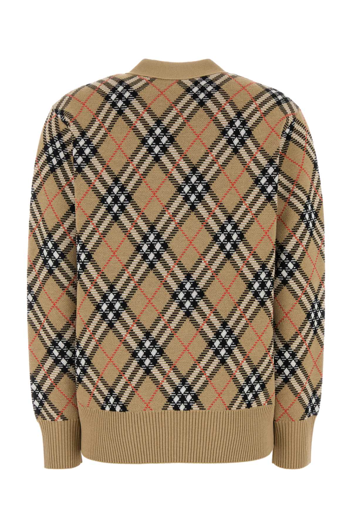 Embroidered Wool Blend Cardigan Sandsandipcheck Exterior: Polyester Maglieria